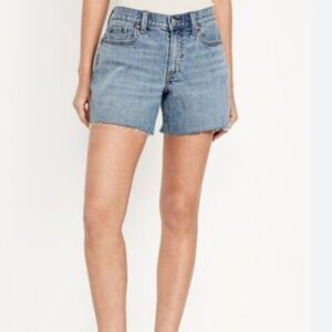 OLD NAVY 20 Mid Rise Boyfriend Blue Frayed Hem Denim Shorts 5" Inseam Stretch